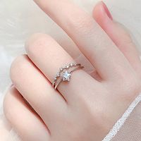 1 Piece Fashion Fish Tail Copper Inlay Artificial Pearls Zircon Open Ring sku image 23