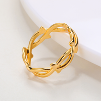 Wholesale Pastoral Simple Style Solid Color Stainless Steel Criss Cross 18k Gold Plated Rings main image 3