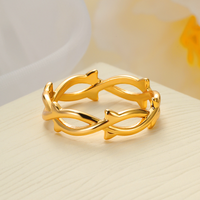 Wholesale Pastoral Simple Style Solid Color Stainless Steel Criss Cross 18k Gold Plated Rings sku image 1
