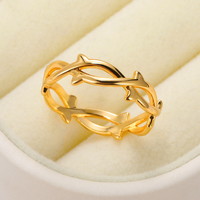 Wholesale Pastoral Simple Style Solid Color Stainless Steel Criss Cross 18k Gold Plated Rings main image 1