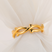 Wholesale Pastoral Simple Style Solid Color Stainless Steel Criss Cross 18k Gold Plated Rings main image 2