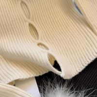 Femmes Tricots Manche Longue Pulls & Cardigans La Plume Évider Décontractée Couleur Unie main image 2