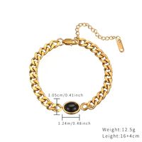 Wholesale Elegant Retro Oval Stainless Steel Plating Inlay Gold Plated Zircon Bracelets Necklace main image 4