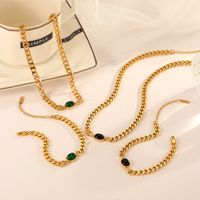 Wholesale Elegant Retro Oval Stainless Steel Plating Inlay Gold Plated Zircon Bracelets Necklace main image 1