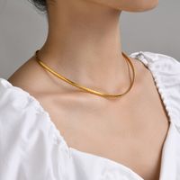 304 Stainless Steel 18K Gold Plated Simple Style Solid Color Choker main image 7