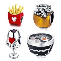 Casual French Fries Wine Glass Sterling Silver Plating Inlay Zircon Jewelry Accessories main image 1