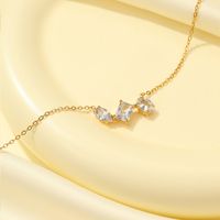 Stainless Steel Elegant Simple Style Geometric Zircon Pendant Necklace main image 3