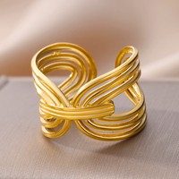 Wholesale Exaggerated Simple Style Solid Color Stainless Steel Plating 18k Gold Plated Open Rings sku image 1