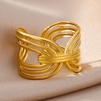 Wholesale Exaggerated Simple Style Solid Color Stainless Steel Plating 18k Gold Plated Open Rings main image 3