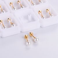 12 Pairs Simple Style Pearl Chrysanthemum Butterfly Plating Stainless Steel 18k Gold Plated Ear Studs main image 4
