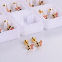12 Pairs Simple Style Pearl Chrysanthemum Butterfly Plating Stainless Steel 18k Gold Plated Ear Studs main image 3