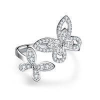 Lässig Einfacher Stil Schmetterling Sterling Silber Diamant Mit Hohem Kohlenstoffgehalt Offener Ring In Masse sku image 1