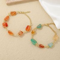Vintage Style Lady Simple Style Irregular Stainless Steel Natural Stone Plating Gold Plated Bracelets main image 9