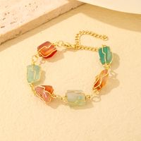 Vintage Style Lady Simple Style Irregular Stainless Steel Natural Stone Plating Gold Plated Bracelets main image 8