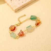 Vintage Style Lady Simple Style Irregular Stainless Steel Natural Stone Plating Gold Plated Bracelets main image 6