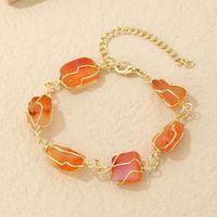 Vintage Style Lady Simple Style Irregular Stainless Steel Natural Stone Plating Gold Plated Bracelets main image 3