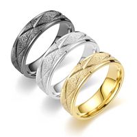 Simple Style Round Rhombus Titanium Steel Criss Cross Plating 18k Gold Plated Wide Band Rings main image 1