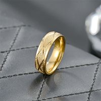 Simple Style Round Rhombus Titanium Steel Criss Cross Plating 18k Gold Plated Wide Band Rings main image 8