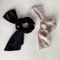 Simple Style Solid Color Bow Knot Gold Velvet Hair Tie main image 1