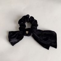 Simple Style Solid Color Bow Knot Gold Velvet Hair Tie sku image 1