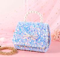 Girl's Mini All Seasons Superfine Fiber Sequins Cute Square Flip Cover Handbag sku image 2