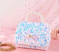 Girl's Mini All Seasons Superfine Fiber Sequins Cute Square Flip Cover Handbag sku image 3