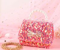 Girl's Mini All Seasons Superfine Fiber Sequins Cute Square Flip Cover Handbag sku image 4