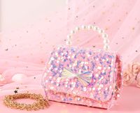 Girl's Mini All Seasons Superfine Fiber Sequins Cute Square Flip Cover Handbag sku image 5