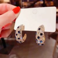 1 Pair Elegant Shiny C Shape Plating Inlay Alloy Artificial Gemstones Gold Plated Ear Studs main image 1