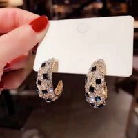 1 Pair Elegant Shiny C Shape Plating Inlay Alloy Artificial Gemstones Gold Plated Ear Studs sku image 1