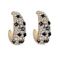 1 Pair Elegant Shiny C Shape Plating Inlay Alloy Artificial Gemstones Gold Plated Ear Studs main image 2