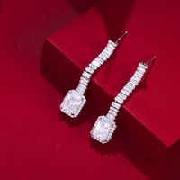 1 Pair Elegant Shiny Square Plating Inlay Copper Zircon White Gold Plated Rhodium Plated Drop Earrings main image 5