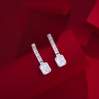 1 Pair Elegant Shiny Square Plating Inlay Copper Zircon White Gold Plated Rhodium Plated Drop Earrings main image 3