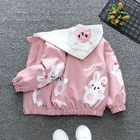 Casual Simple Style Rabbit Cotton Blend Girls Outerwear sku image 1