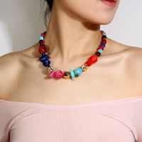 Sucré Bloc De Couleur Verre Irrégulière Femmes Collier main image 7