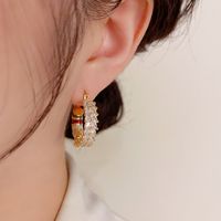 1 Pair Elegant Vintage Style Color Block Copper Hoop Earrings main image 4
