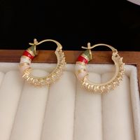 1 Pair Elegant Vintage Style Color Block Copper Hoop Earrings sku image 1
