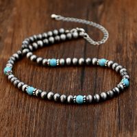 Stainless Steel Plastic Turquoise Silver Plated Vintage Style Handmade Beaded Handmade Color Block Necklace main image 6