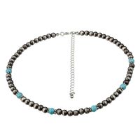 Stainless Steel Plastic Turquoise Silver Plated Vintage Style Handmade Beaded Handmade Color Block Necklace main image 2