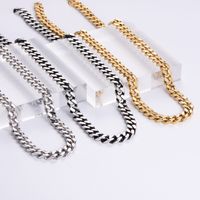 Hip-hop Rock Solid Color Stainless Steel Polishing Plating 18k Gold Plated Long Necklace main image 1