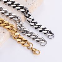 Hip-hop Rock Solid Color Stainless Steel Polishing Plating 18k Gold Plated Long Necklace main image 8