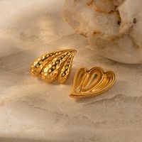 1 Pair Ig Style Simple Style Heart Shape Plating Stainless Steel 18k Gold Plated Ear Studs main image 4
