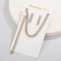 Titanium Steel 18K Gold Plated Simple Style Shiny Plating Inlay Round Star Heart Shape Zircon Jewelry Set main image 10