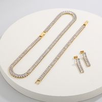 Titanium Steel 18K Gold Plated Simple Style Shiny Plating Inlay Round Star Heart Shape Zircon Jewelry Set main image 8