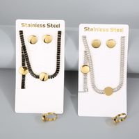 Titanium Steel 18K Gold Plated Simple Style Shiny Plating Inlay Round Star Heart Shape Zircon Jewelry Set main image 2
