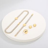 Titanium Steel 18K Gold Plated Simple Style Shiny Plating Inlay Round Star Heart Shape Zircon Jewelry Set main image 3