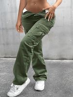 Femmes Du Quotidien Rue Décontractée Couleur Unie Toute La Longueur Poche Pantalon Cargo main image 4