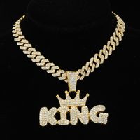 Hip-hop Letter Crown Stainless Steel Alloy Inlay Rhinestones Unisex Pendant Necklace main image 6