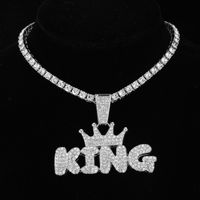 Hip-hop Letter Crown Stainless Steel Alloy Inlay Rhinestones Unisex Pendant Necklace main image 5