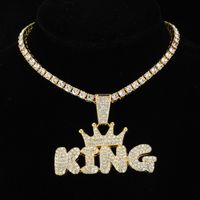 Hip-hop Letter Crown Stainless Steel Alloy Inlay Rhinestones Unisex Pendant Necklace main image 4